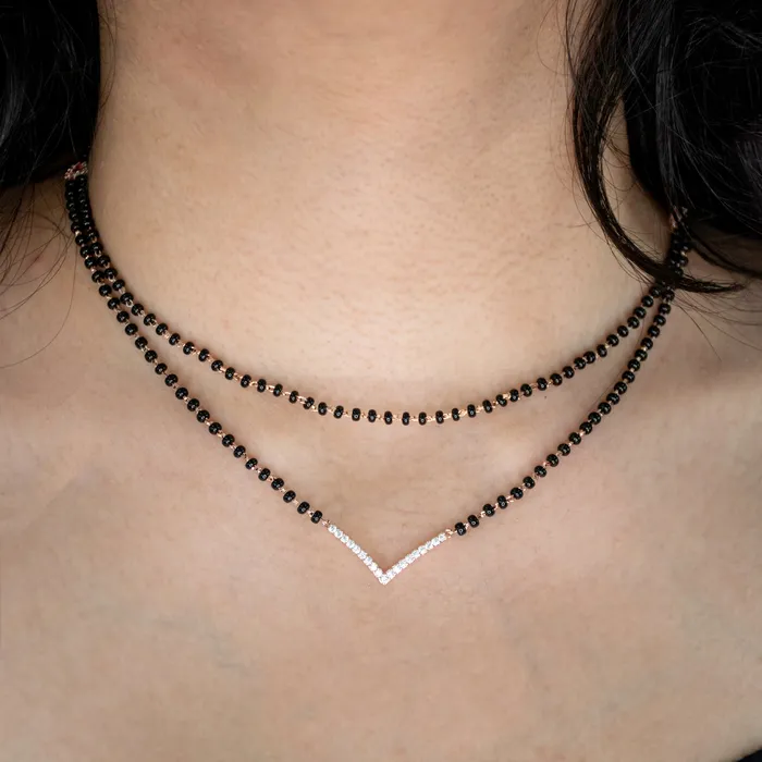 Upakarna Necklaces V Shaped Layered Mangalsutra Necklace