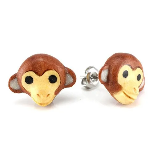 Urban Star Organics Earrings Monkey Moji Stud Earrings by Urban Star Organics
