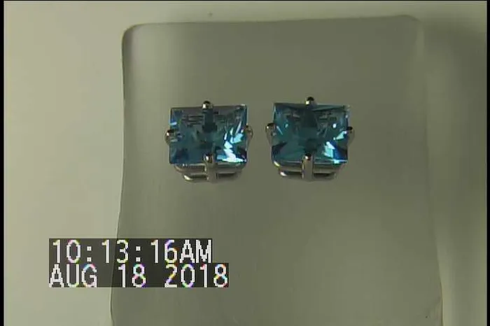vendorunknown Earrings 14K White Gold Princess Cut Blue Topaz Stud Earrings 210 Carats vendorunknown Earrings 14K White Gold Princess Cut Blue Topaz Stud Earrings 210 Carats