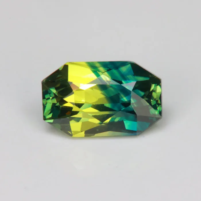 vendorunknown Earrings Emerald Cut BiColor Sapphire 203 Carats